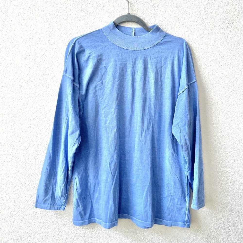 NEW Free People Mock Neck T shirt Size XS Blue Women's - Picture 2 of 9